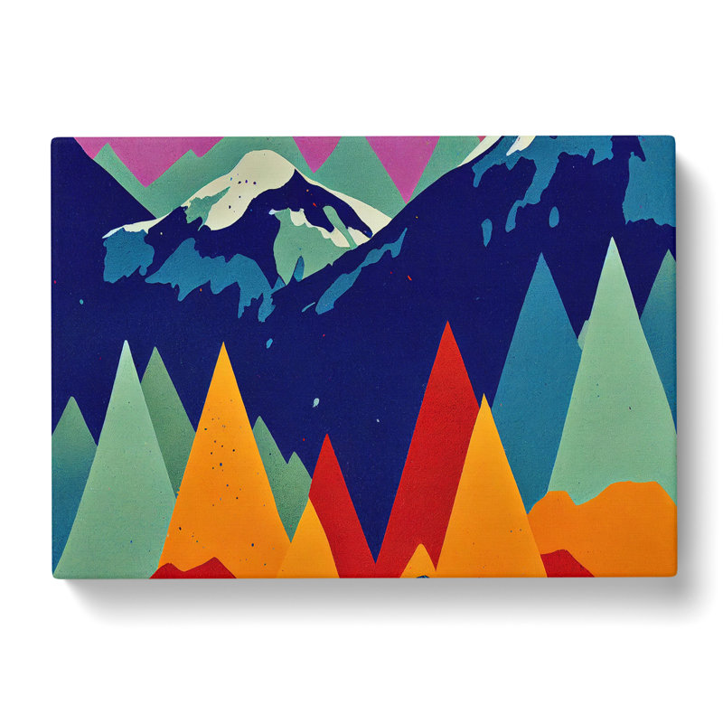 Alert Painted Mountains Abstract - Wrapped Canvas Print, 50cm H x 76cm W x 3cm D