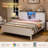 Farmhouse Bed Frame with LED Lights and Charging Station-47673605