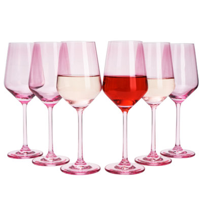 Ensemble de 6 verres à vin roses de 12 oz