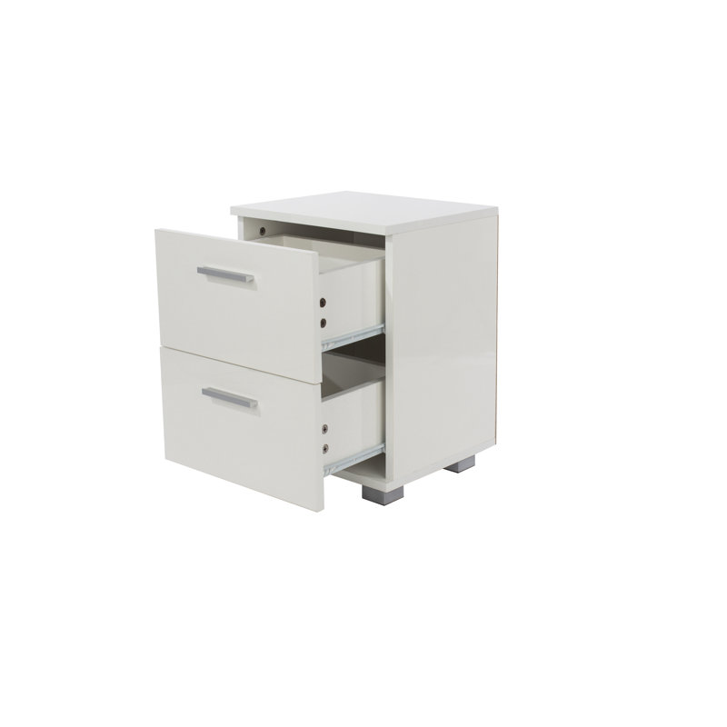Domnique White 2 Drawer Bedside Table