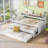 Twin XL Pine Wood Daybed with 2 Trundles &amp; 3 Cubbies - No Box Spring Needed, White for Bedroom/Guestroom-1749348841