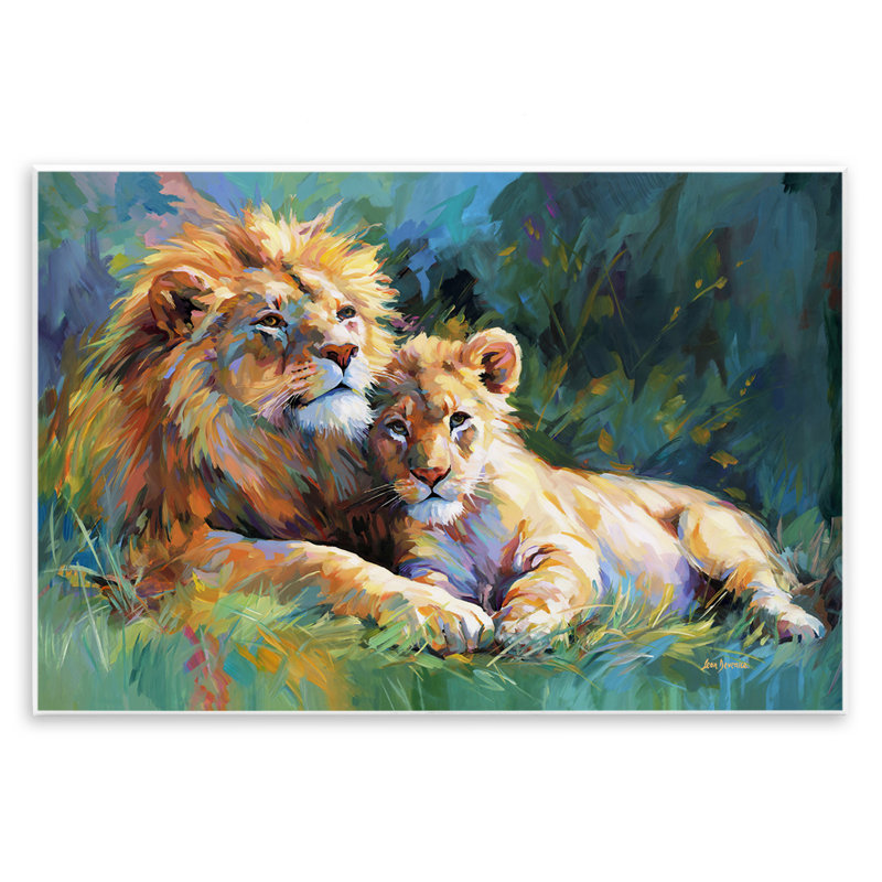 «Lion's Embrace Portrait» par Leon Devenice, H 13 po x l 19 po