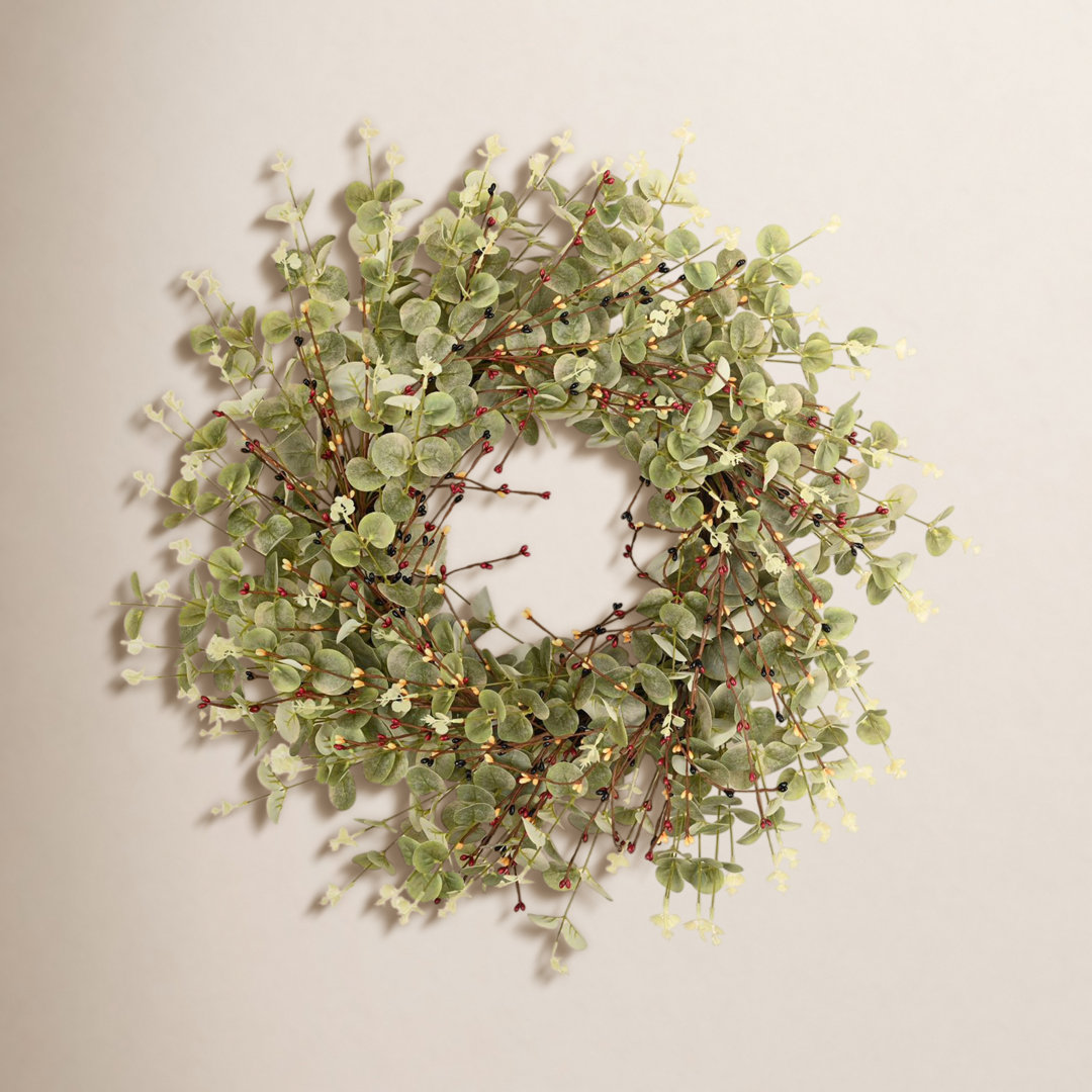 Noga 26" Faux Everyday Eucalyptus Berry Wreath For Front Door The Holiday Aisle®