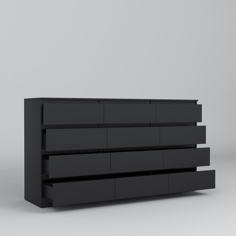 Commode double 12 tiroirs, Noir, noir, noir, noir