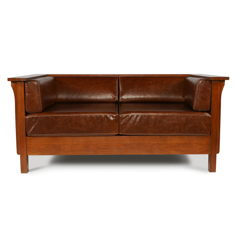 Dusa 65'' Leather Loveseat, Dark Brown Genuine Leather