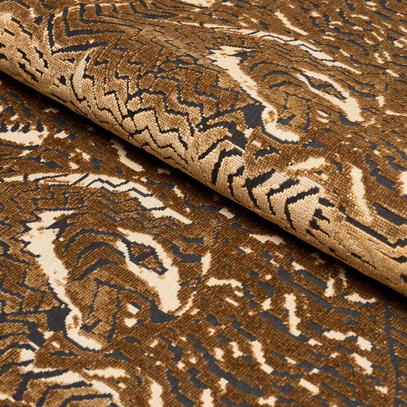 Tigress Velvet Fabric, Gold