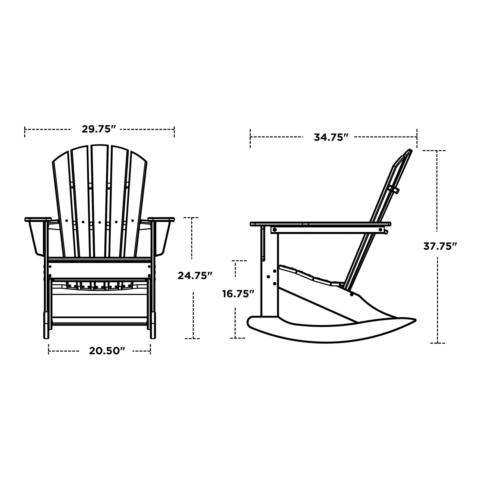 POLYWOOD Palm Coast Adirondack Rocking Chair, Navy