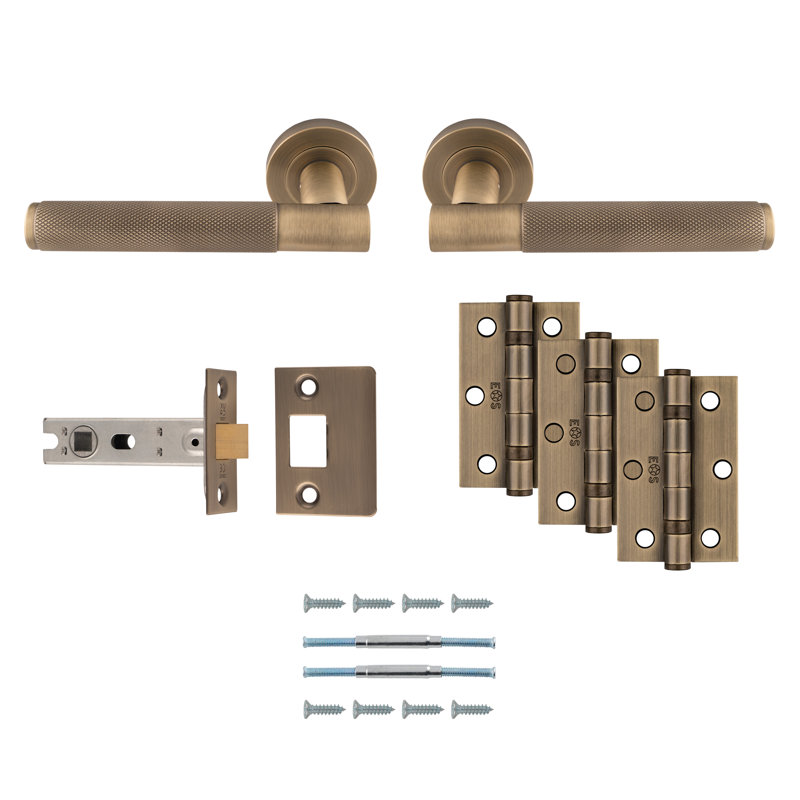 Lagos Door Handle, Antique Brass