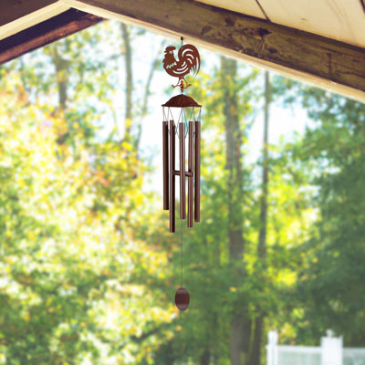 Reynol 38" Long Metal Brown Rooster Silhouette Wind Chime  Unique Gifts