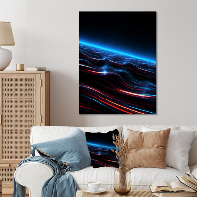 Blue And Black Planet Horizon - Space Planet Metal Wall Art