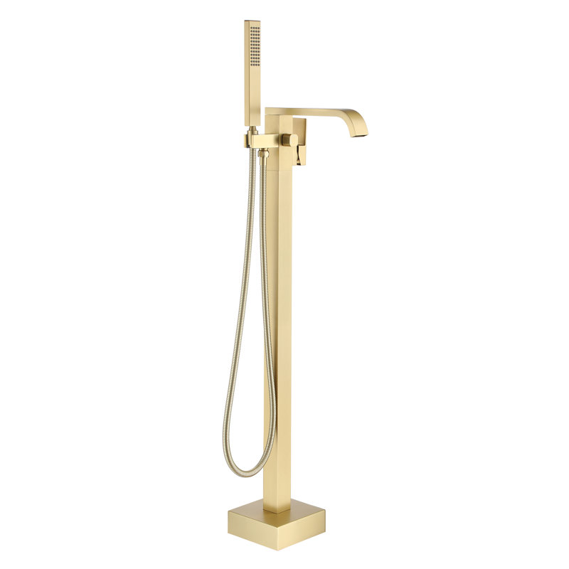 1 Handle Floor Clawfoot Tub Faucet with Diverter, Brushed Gold