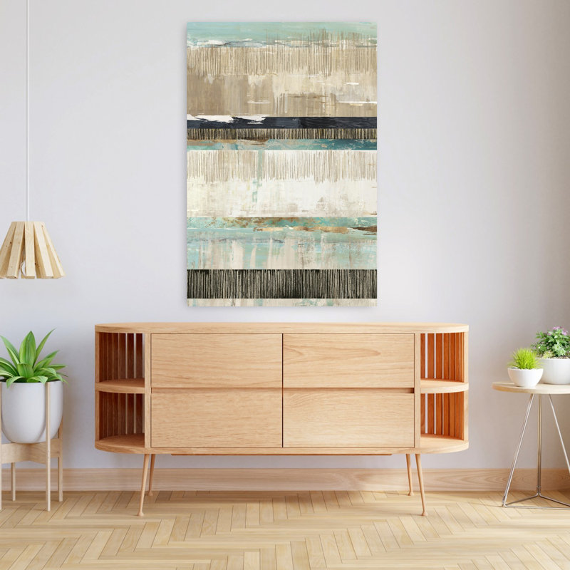 Celadon Dreams I, art contemporain abstrait, H 48 po x l 32 po