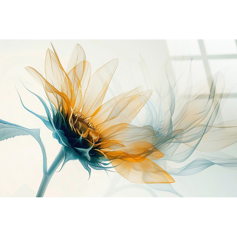 Verre trempé sans cadre Ethereal Bloom avec art mural - 60 po x 40 po