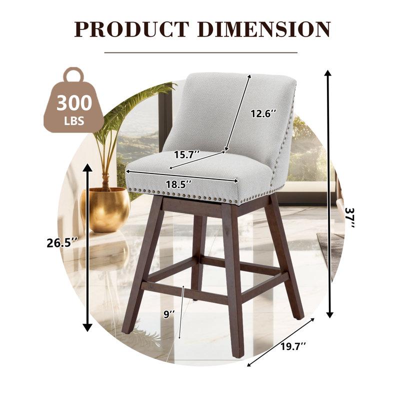 Fabric Swivel Counter Height Bar Stools(Set of 4), Beige