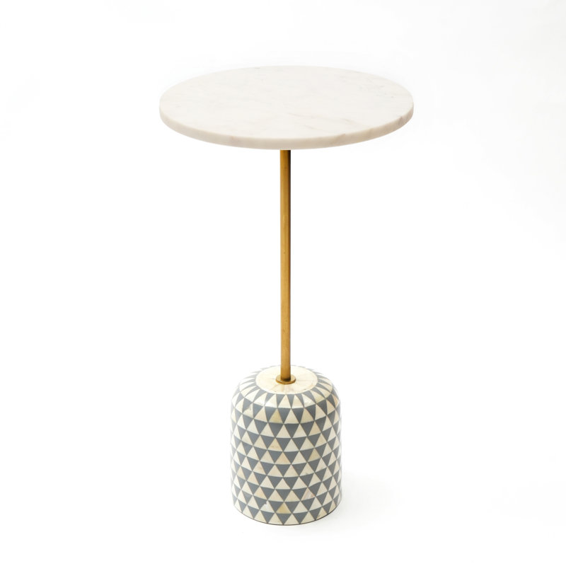 Table de bout en marbre Clotis avec base en os incrusté