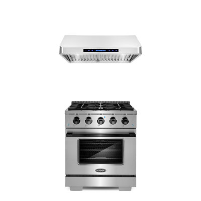 Cosmo 3 Piece Kitchen Appliance Package with 30'' Gas Freestanding Range , and Under Cabinet Range Hood -  COS-3PKG-507