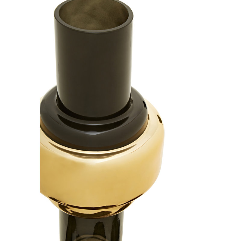 Adrinne Glass Table Vase, Black/Gold