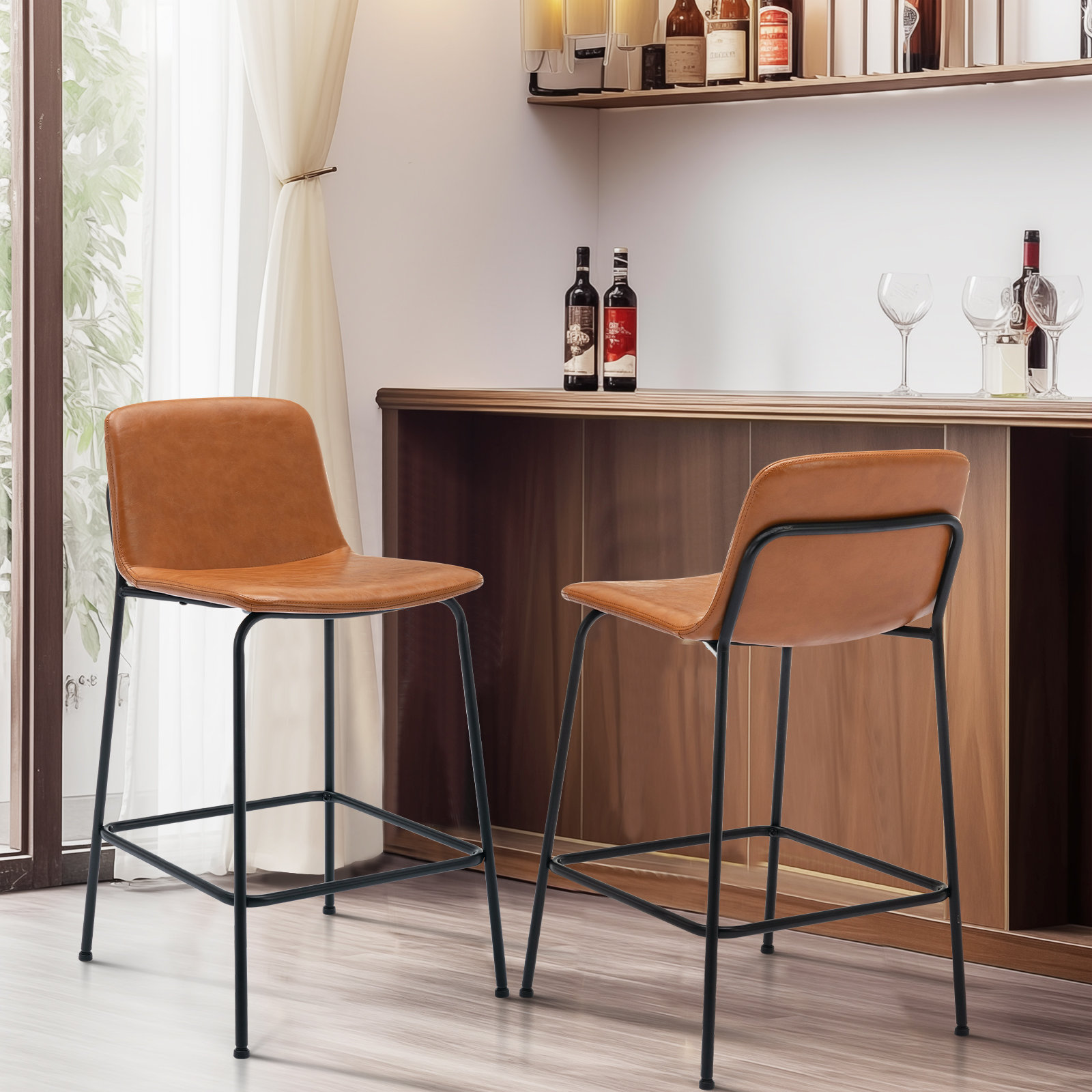 Leather metal best sale bar stools