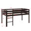 Lit mezzanine simple en bois à hauteur basse et confortable avec escabeau attaché-1265365576