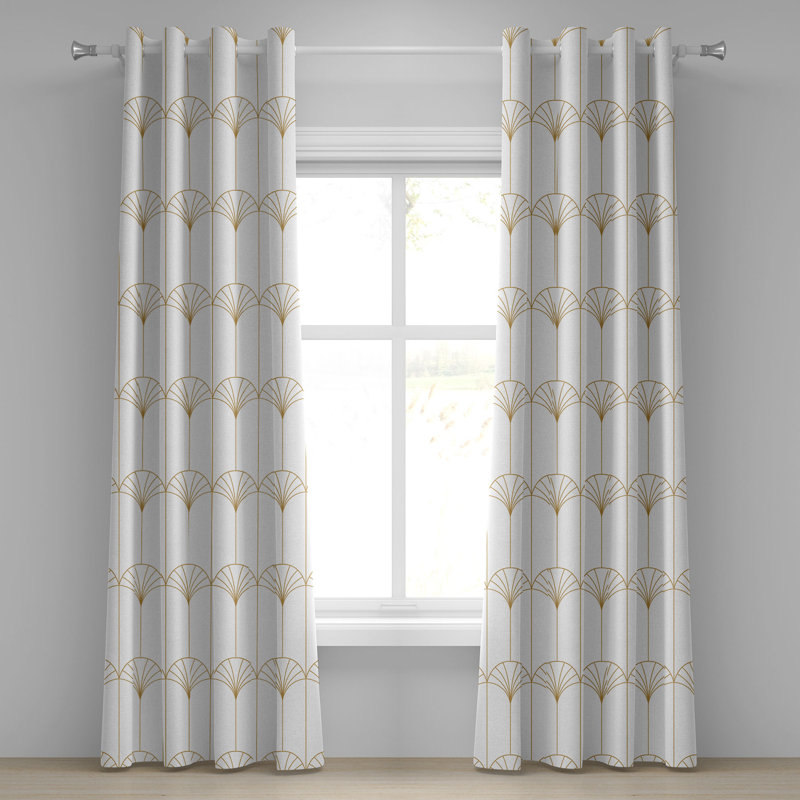Satin Semi Sheer Curtain Pair, White/Sand Brown, 50" W x 108" L
