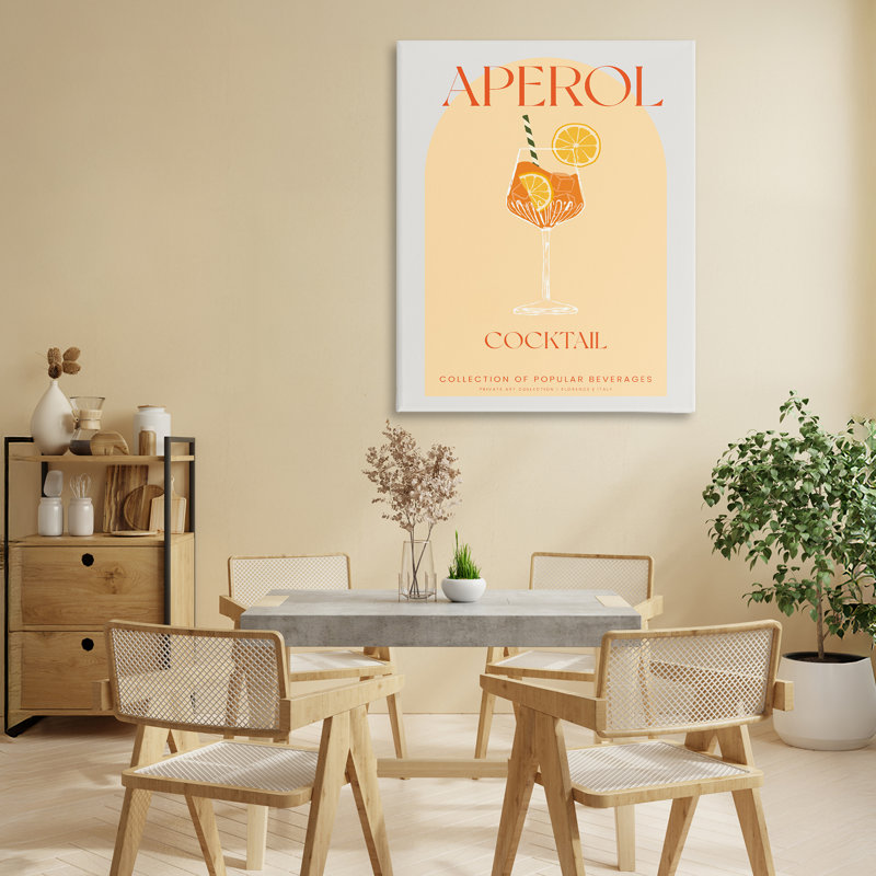 Élégante toile de cocktail rétro Aperol, design par Lil 'Rue, H 30 po x l 24 po