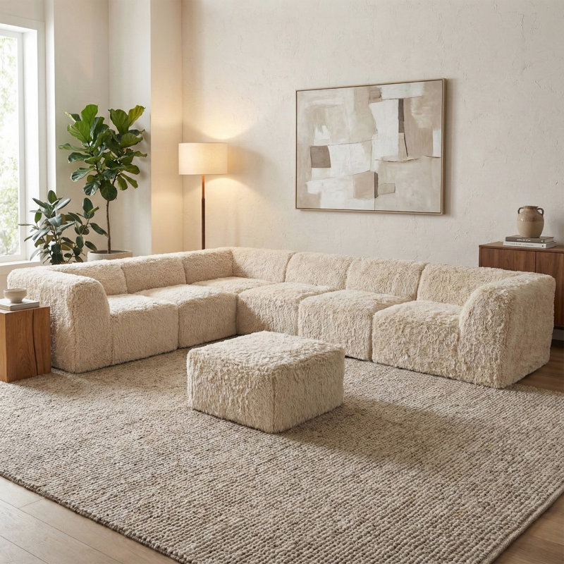 Canapé modulaire compressé 7 pièces Nola, Beige