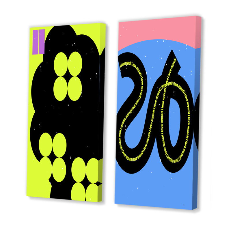 70S Vintage Abstract Organic Geometrics II - ensemble de 2 reproductions, Toile tendue, H 20 po x l 24 po x P 1 po