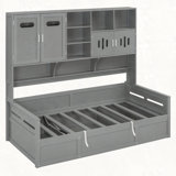 Wooden Daybed With Hydraulic bed and All-in-One Cabinet and Shelf
