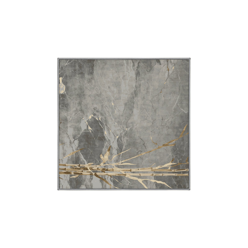 Tapis gris lavable à la machine, Carré 7 pi