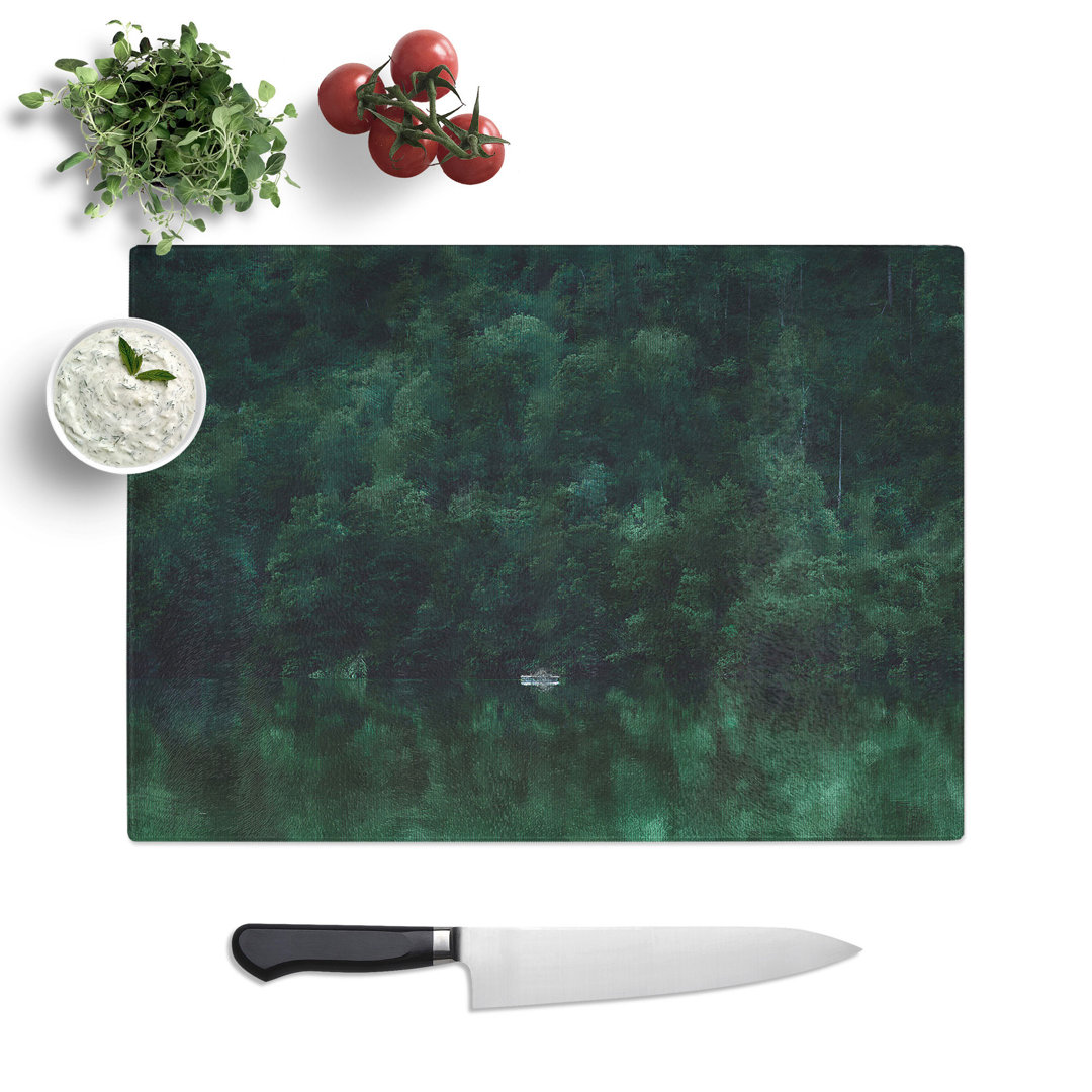 Boat at the Forest Edge in Austria Painting Chopping Board