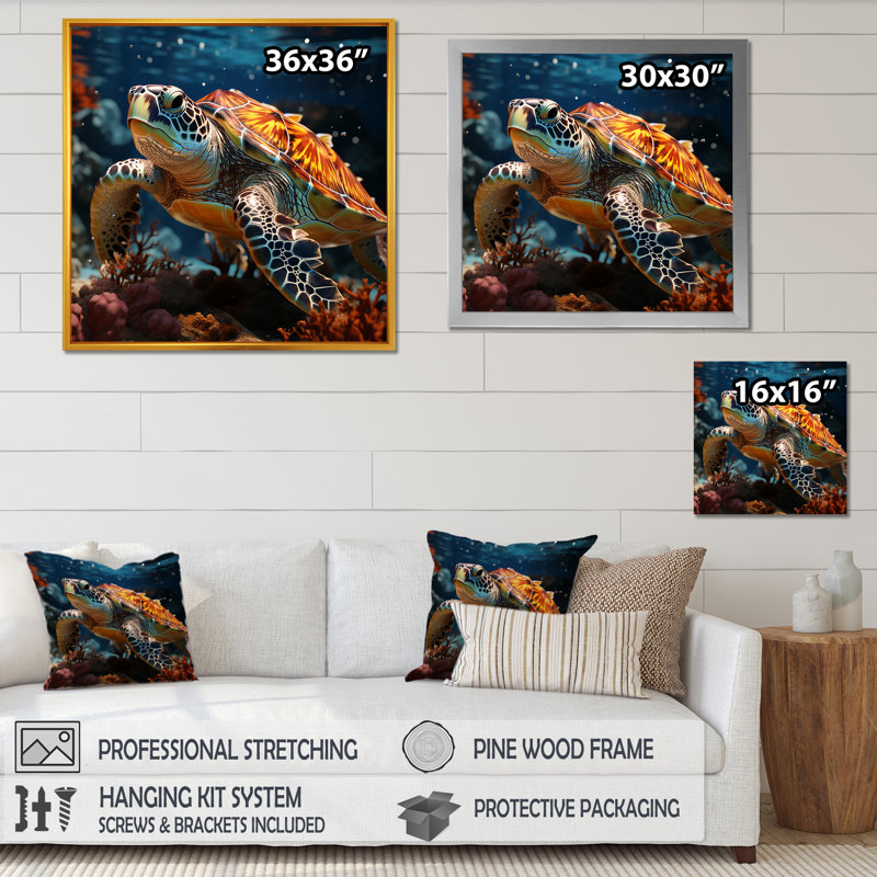 «Abstract Swim II» sur toile, Cadre flottant noir, H 30 po x l 30 po x P 1 po