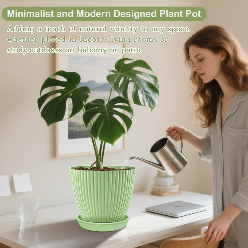 Ensemble de 6 pots à fleurs en plastique avec pots à fleurs 7,5 / 6,7 / 6/5/4 / 3,5 pouces