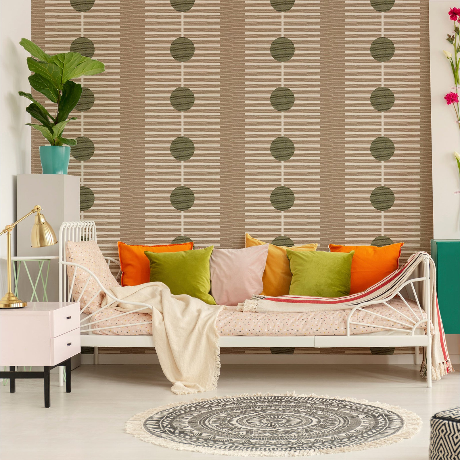 Nomalanga Self-Adhesive Wallpaper, Cocoa/Olive, Self-adhesive