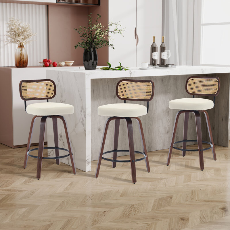 Tabourets de bar rembourrés, Beige, 3