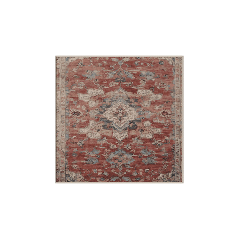 Machine Washable Gray Area Rug, Square 6'