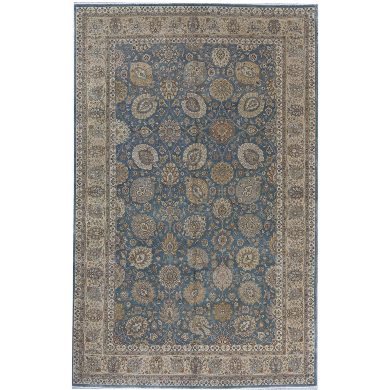 Wool Oriental Area Rug in Blue/Beige