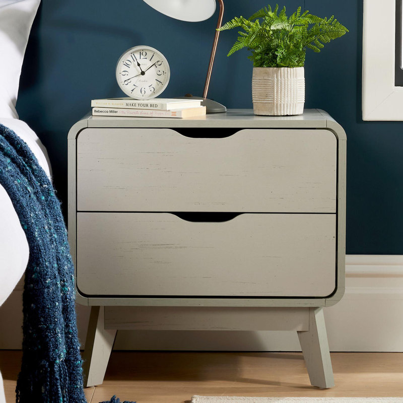 Mosra 2 Drawer Bedside Table Storage Unit, Grey