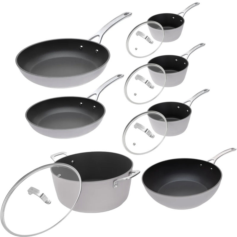 25.36L Aluminum Saucepan Set, Dark Grey