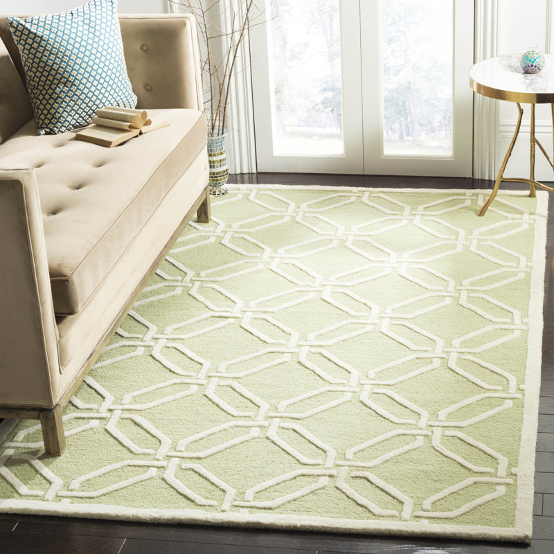 Geometric Wool Hand Woven Area Rug, Rectangle 152 x 244 cm
