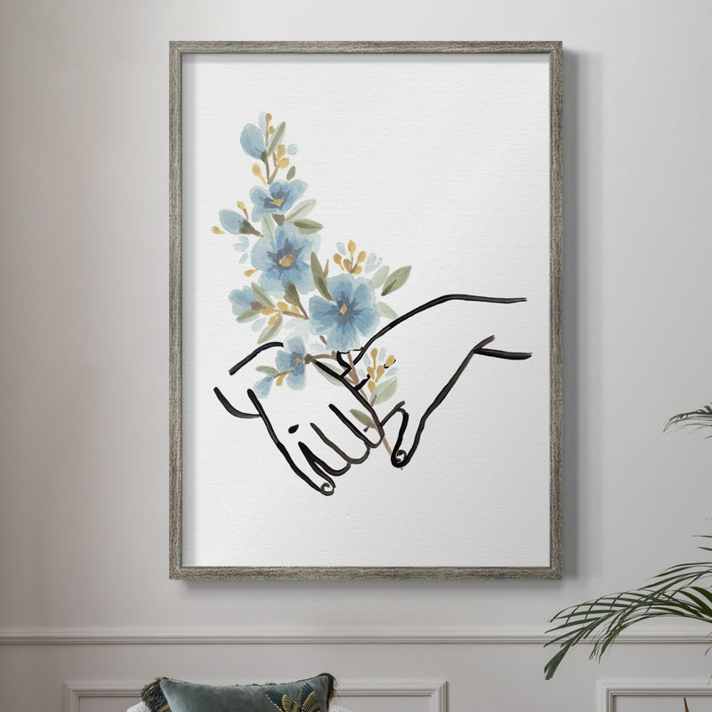 «HandsAndFlowersI», reproduction encadrée - bois massif, H 30 po x l 24 po