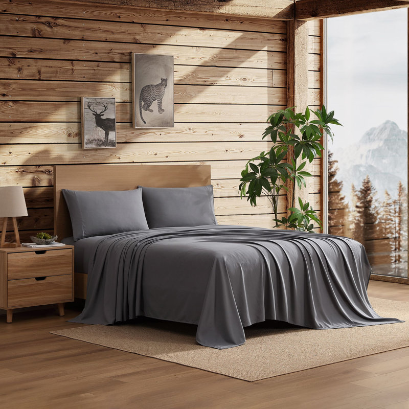 Ensemble de draps 4 pièces en microfibre Coleman® - grand, gris, Grand lit, Grey