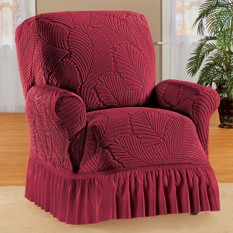 Housse à jupe à volants texturée, Polyester bourgogne
