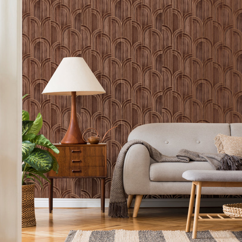 Sublime Brick Vinyl Metallic Wallpaper Double Roll, Walnut