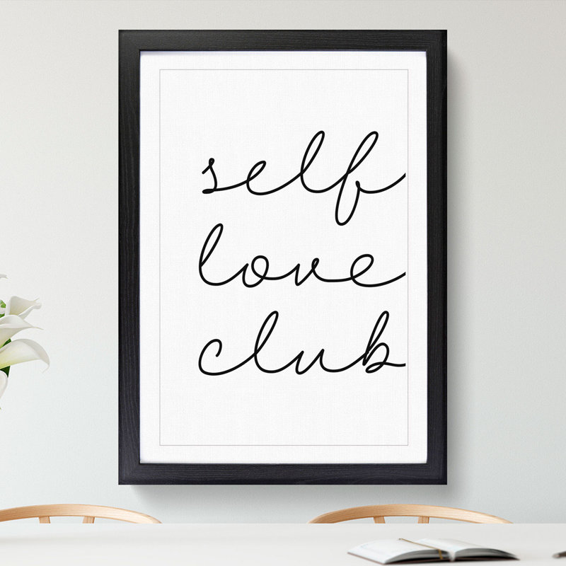 Self Love Club - Picture Frame Typography, Black, 65cm H x 48cm W x 2cm D
