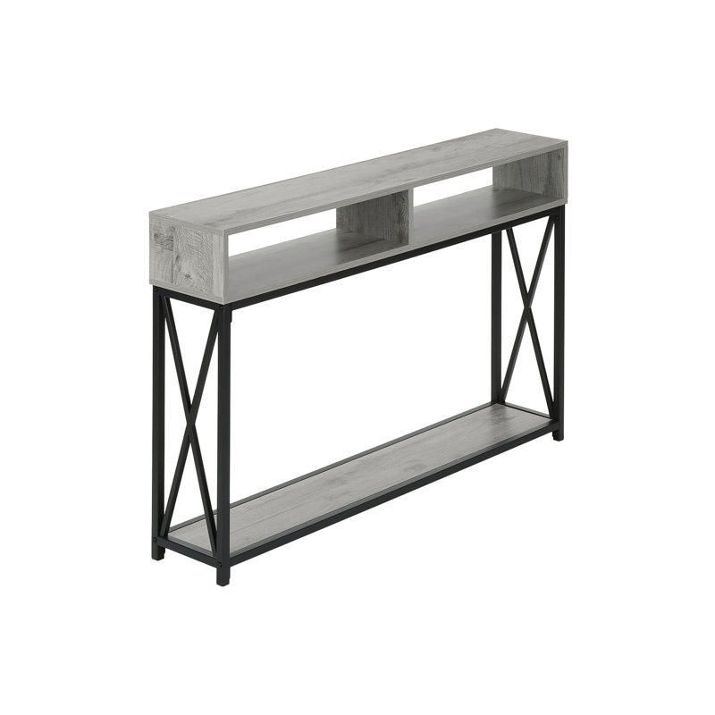 Table d'appoint, console, vestibule, étroit, canapé, stratifié gris, métal noir, contemporain, moderne