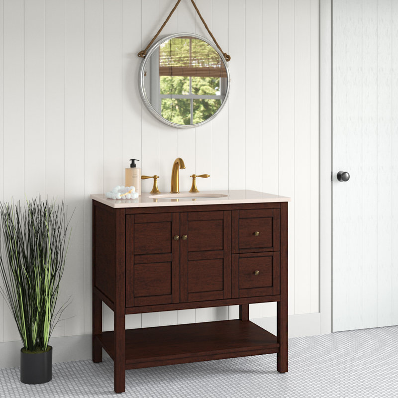 Ensemble de meuble-lavabo simple 36 po Amyra, Teck