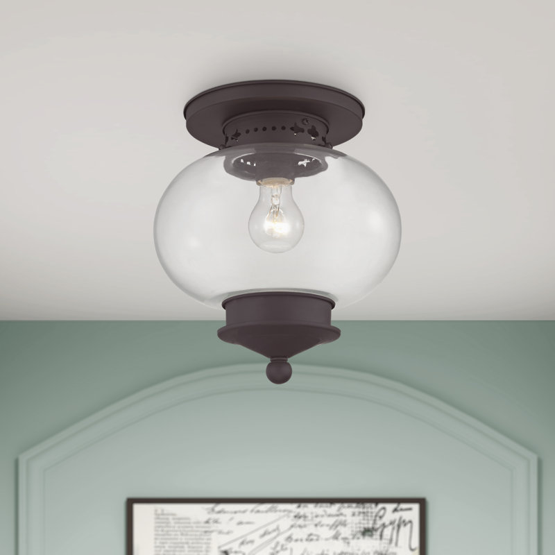 Plafonnier semi-encastré Shielo, Bronze, H 9,75 po x l 9,5 po