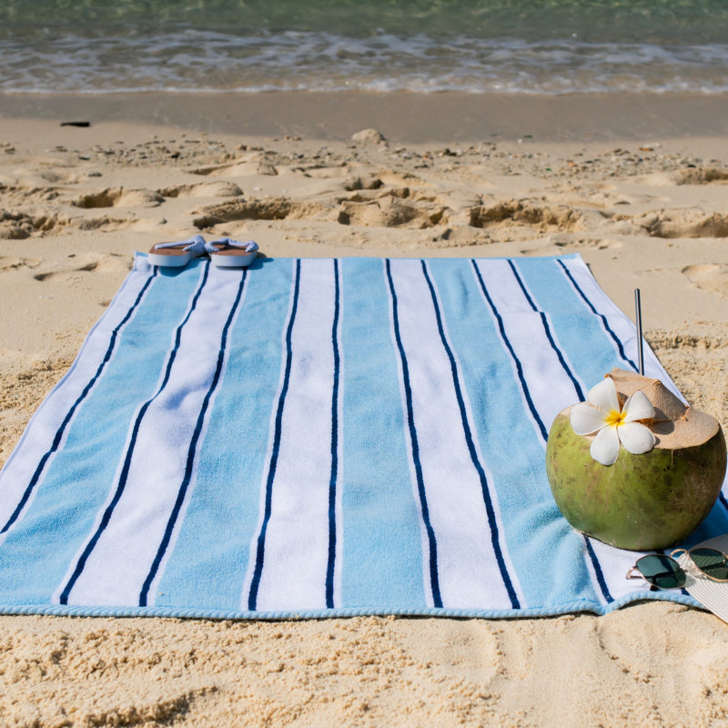 Serviette de plage 100% coton Aston & Arden, Bleu / bleu