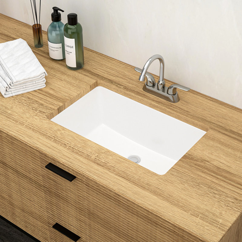 Lavabo de salle de bain rectangulaire encastré en céramique blanc 21 "x 13" avec trop-plein