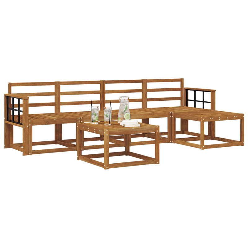  Outdoor Sofa Set 6 Pcs Solid Acacia Wood Garden Couch Sectional Seating
